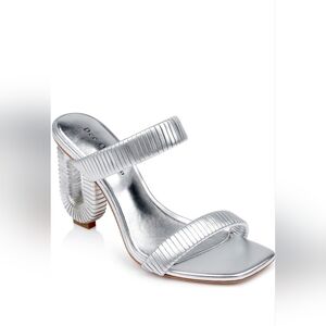 Dee Ocleppo 90mm Leather Silver Heeled Sandals Sz 8 NIB